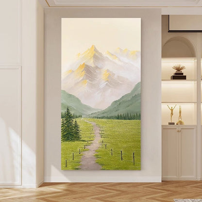 Green field gold mountain wabi-sabi style living room decoration painting CA0072