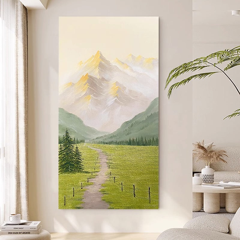 Green field gold mountain wabi-sabi style living room decoration painting_2 CA0072