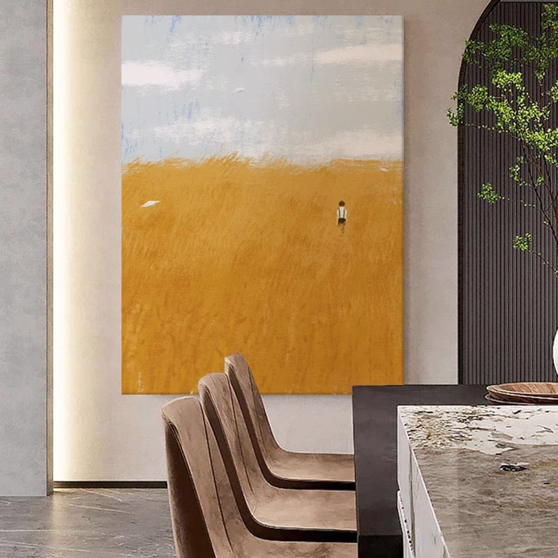 Abstract wheat wave decorative painting in the living room CA0073
