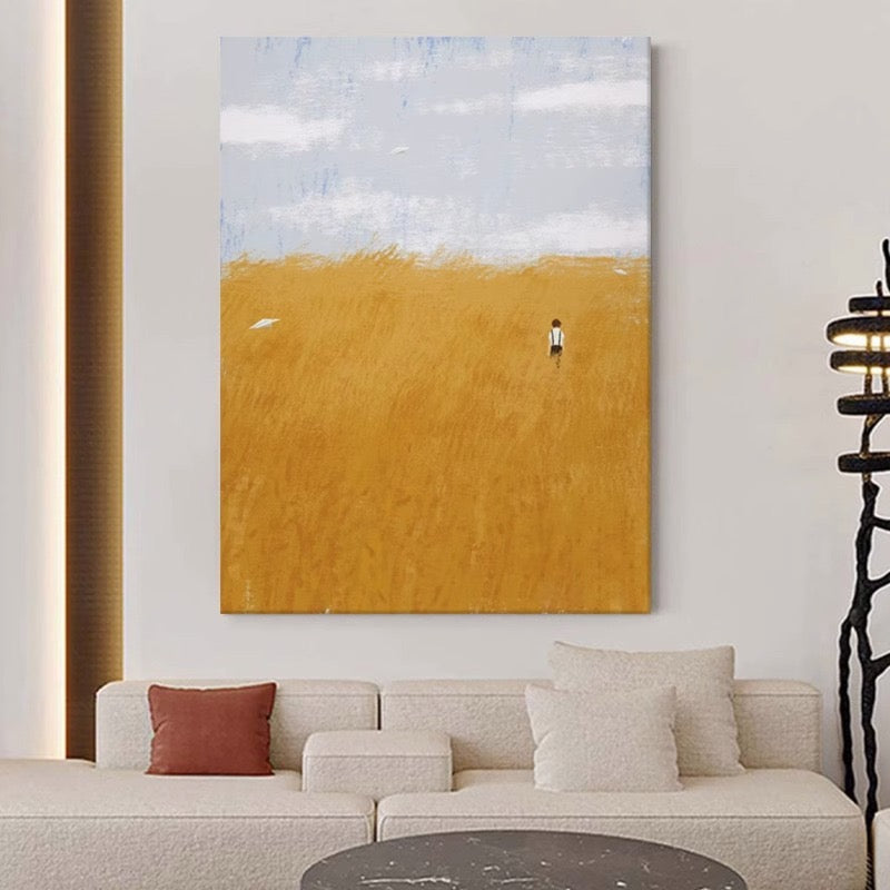 Abstract wheat wave decorative painting in the living room CA0073