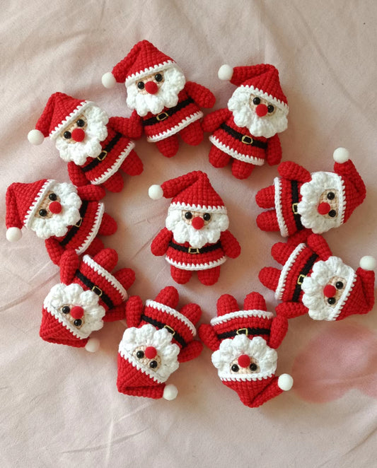 Christmas handmade knitted wool doll Santa Claus keychain