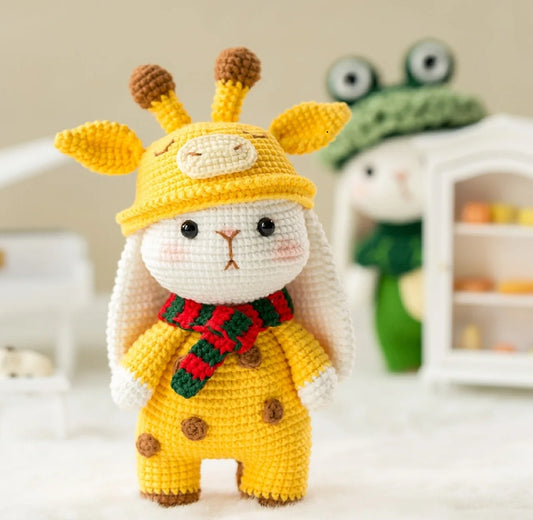 Yellow bunny doll, handmade, knitted wool doll, holiday gift, home decoration