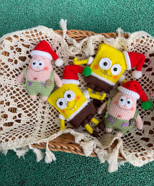 SpongeBob SquarePants & Patrick Star Handmade Woolen Dolls | Exquisite Holiday Gifts | Home Decoration Boutique